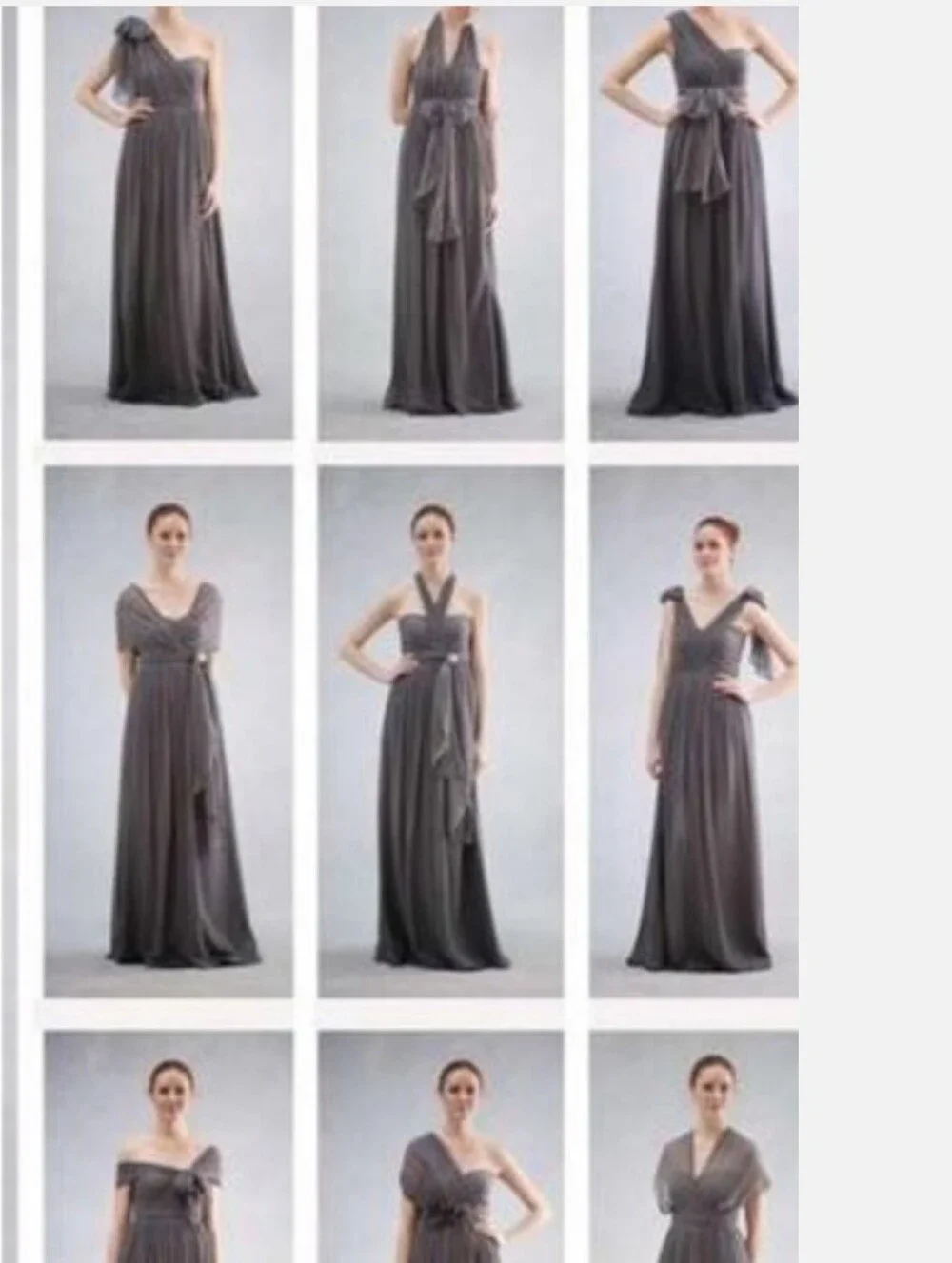 Jenny Yoo Dress‎ Strapless Convertible Dusty Blue Chiffon Maxi
